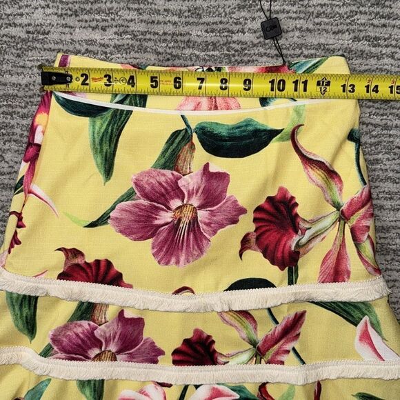 NWT PatBo LAELIA FRINGE TRIM MIDI SKIRT - CANARY Size 0 - Picture 8 of 13